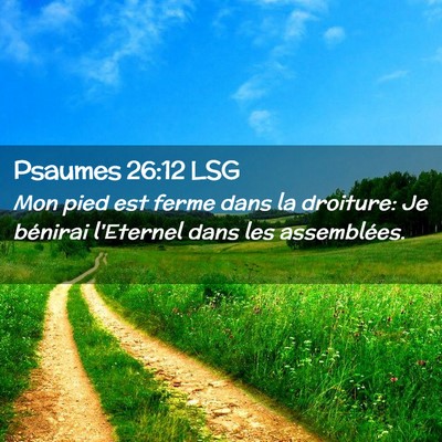 Picture 02 - Psaumes 26:12 LSG - Mon pied est ferme dans la droiture: Je bénirai - Bible Verse Picture