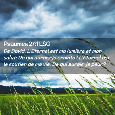 Picture 02 - Psaumes 27:1 LSG - De David. L'Eternel est ma lumière et mon salut: - Bible Verse Picture