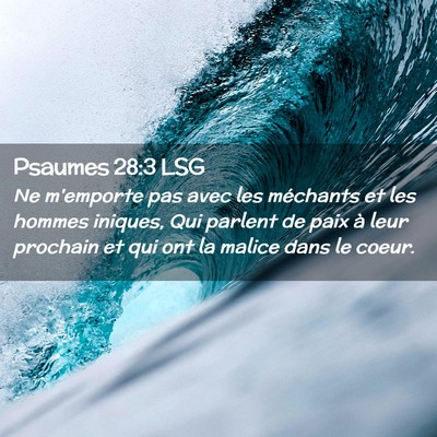 Picture 02 - Psaumes 28:3 LSG - Ne m'emporte pas avec les méchants et les hommes - Bible Verse Picture