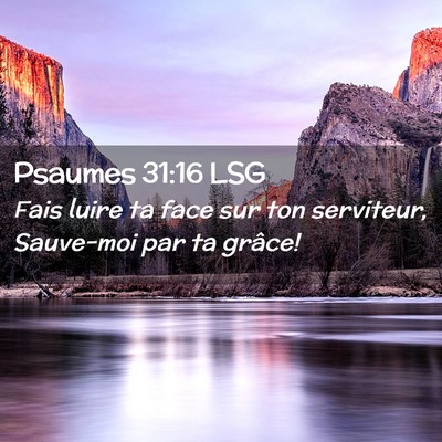 Picture 02 - Psaumes 31:16 LSG - Fais luire ta face sur ton serviteur, Sauve-moi - Bible Verse Picture