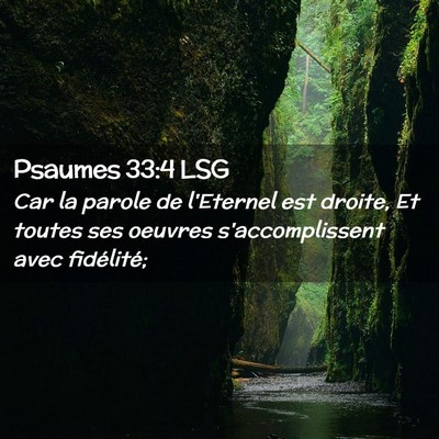 Picture 02 - Psaumes 33:4 LSG - Car la parole de l'Eternel est droite, Et toutes - Bible Verse Picture