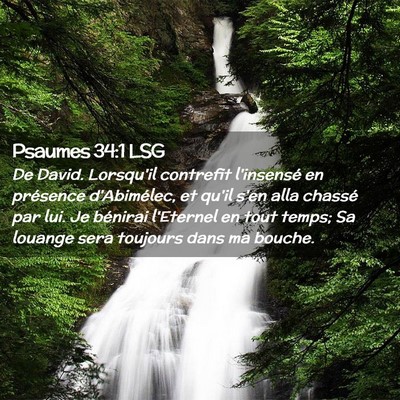 Picture 02 - Psaumes 34:1 LSG - De David. Lorsqu'il contrefit l'insensé en - Bible Verse Picture