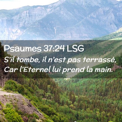 Picture 02 - Psaumes 37:24 LSG - S'il tombe, il n'est pas terrassé, Car l'Eternel - Bible Verse Picture
