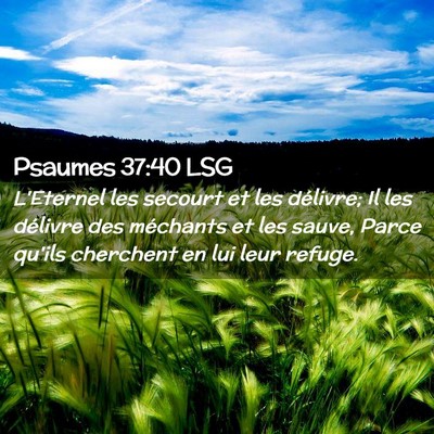 Picture 02 - Psaumes 37:40 LSG - L'Eternel les secourt et les délivre; Il les - Bible Verse Picture