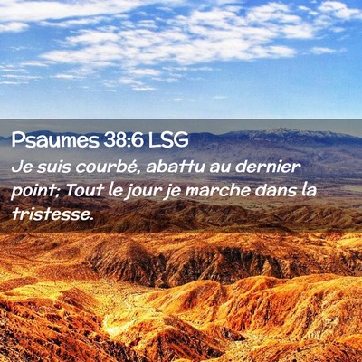 Picture 02 - Psaumes 38:6 LSG - Je suis courbé, abattu au dernier point; Tout le - Bible Verse Picture