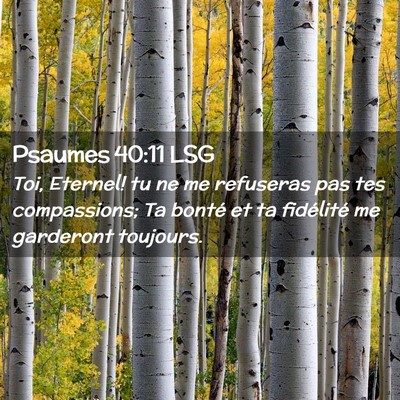 Picture 02 - Psaumes 40:11 LSG - Toi, Eternel! tu ne me refuseras pas tes - Bible Verse Picture