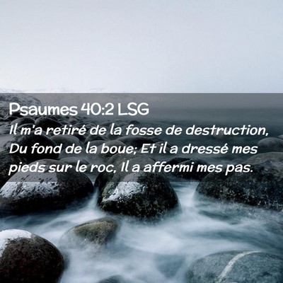 Picture 02 - Psaumes 40:2 LSG - Il m'a retiré de la fosse de destruction, Du - Bible Verse Picture