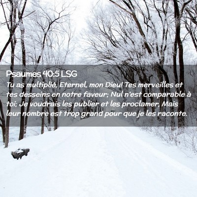 Picture 02 - Psaumes 40:5 LSG - Tu as multiplié, Eternel, mon Dieu! Tes - Bible Verse Picture
