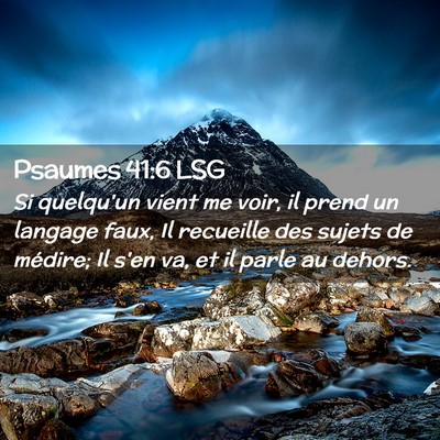 Picture 02 - Psaumes 41:6 LSG - Si quelqu'un vient me voir, il prend un langage - Bible Verse Picture