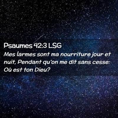Picture 02 - Psaumes 42:3 LSG - Mes larmes sont ma nourriture jour et nuit, - Bible Verse Picture