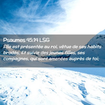 Picture 02 - Psaumes 45:14 LSG - Elle est présentée au roi, vêtue de ses habits - Bible Verse Picture