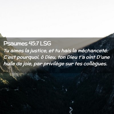 Picture 02 - Psaumes 45:7 LSG - Tu aimes la justice, et tu hais la méchanceté: - Bible Verse Picture