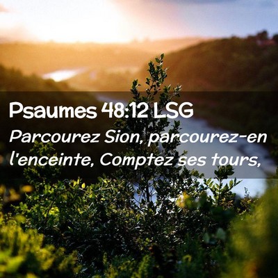 Picture 02 - Psaumes 48:12 LSG - Parcourez Sion, parcourez-en l'enceinte, Comptez - Bible Verse Picture