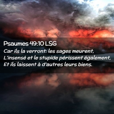 Picture 02 - Psaumes 49:10 LSG - Car ils la verront: les sages meurent, L'insensé - Bible Verse Picture
