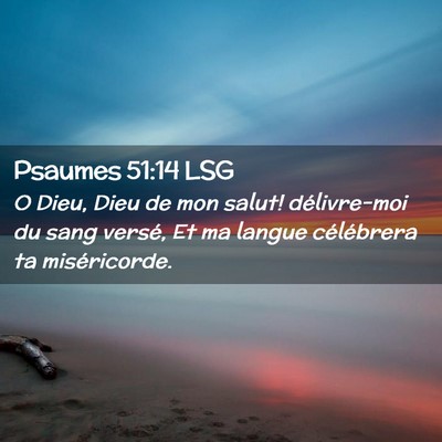 Picture 02 - Psaumes 51:14 LSG - O Dieu, Dieu de mon salut! délivre-moi du sang - Bible Verse Picture