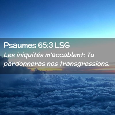 Picture 02 - Psaumes 65:3 LSG - Les iniquités m'accablent: Tu pardonneras nos - Bible Verse Picture