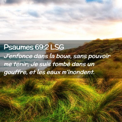 Picture 02 - Psaumes 69:2 LSG - J'enfonce dans la boue, sans pouvoir me tenir; Je - Bible Verse Picture