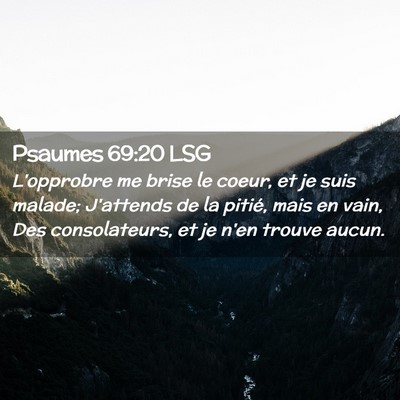 Picture 02 - Psaumes 69:20 LSG - L'opprobre me brise le coeur, et je suis malade; - Bible Verse Picture