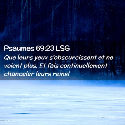 Picture 02 - Psaumes 69:23 LSG - Que leurs yeux s'obscurcissent et ne voient plus, - Bible Verse Picture