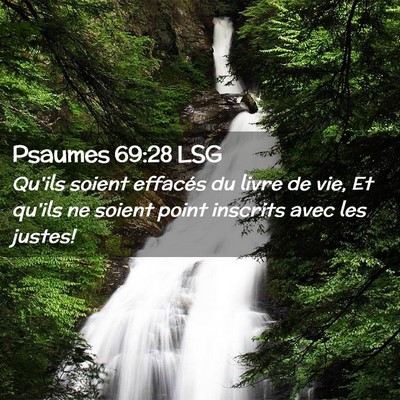 Picture 02 - Psaumes 69:28 LSG - Qu'ils soient effacés du livre de vie, Et qu'ils - Bible Verse Picture
