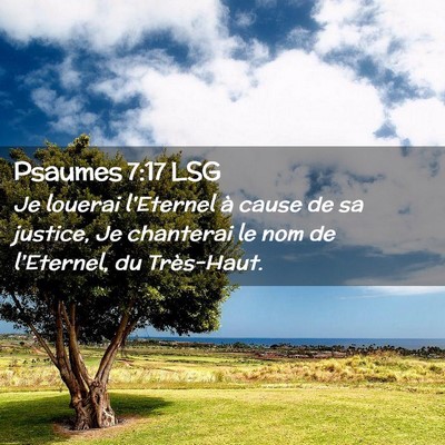 Picture 02 - Psaumes 7:17 LSG - Je louerai l'Eternel à cause de sa justice, Je - Bible Verse Picture