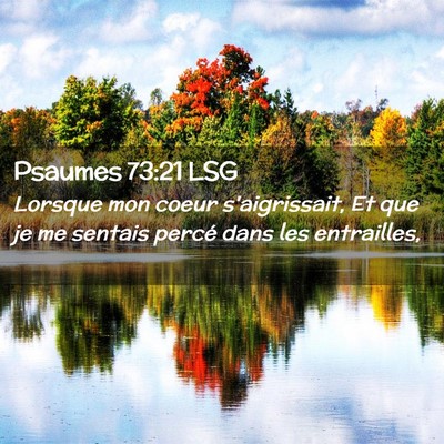 Picture 02 - Psaumes 73:21 LSG - Lorsque mon coeur s'aigrissait, Et que je me - Bible Verse Picture