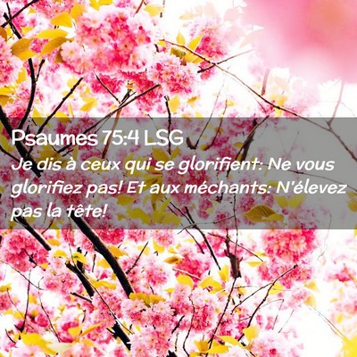 Picture 02 - Psaumes 75:4 LSG - Je dis à ceux qui se glorifient: Ne vous - Bible Verse Picture