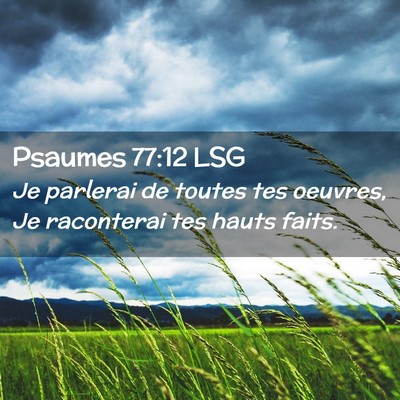 Picture 02 - Psaumes 77:12 LSG - Je parlerai de toutes tes oeuvres, Je raconterai - Bible Verse Picture