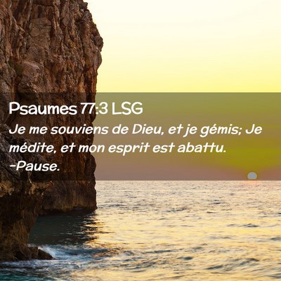Picture 02 - Psaumes 77:3 LSG - Je me souviens de Dieu, et je gémis; Je médite, - Bible Verse Picture