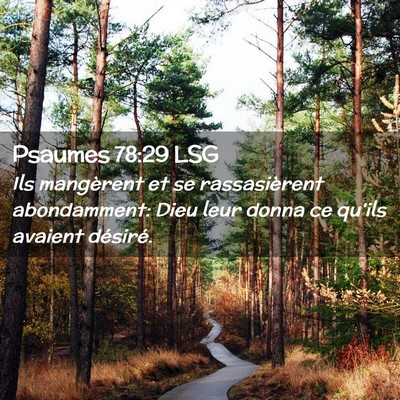 Picture 02 - Psaumes 78:29 LSG - Ils mangèrent et se rassasièrent abondamment: - Bible Verse Picture