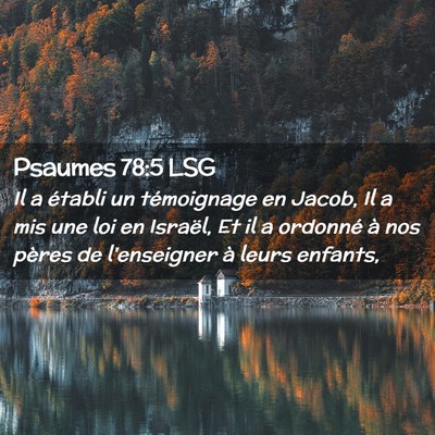 Picture 02 - Psaumes 78:5 LSG - Il a établi un témoignage en Jacob, Il a mis - Bible Verse Picture