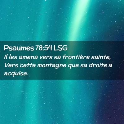 Picture 02 - Psaumes 78:54 LSG - Il les amena vers sa frontière sainte, Vers - Bible Verse Picture