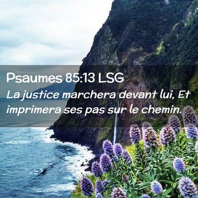 Picture 02 - Psaumes 85:13 LSG - La justice marchera devant lui, Et imprimera ses - Bible Verse Picture