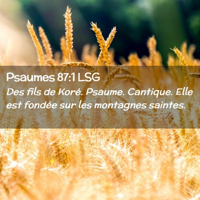 Picture 02 - Psaumes 87:1 LSG - Des fils de Koré. Psaume. Cantique. Elle est - Bible Verse Picture