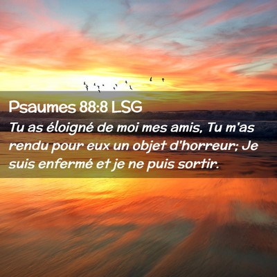 Picture 02 - Psaumes 88:8 LSG - Tu as éloigné de moi mes amis, Tu m'as rendu - Bible Verse Picture