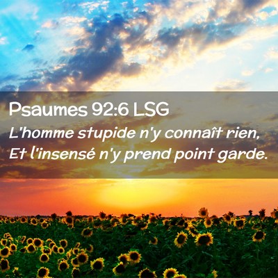 Picture 02 - Psaumes 92:6 LSG - L'homme stupide n'y connaît rien, Et l'insensé - Bible Verse Picture