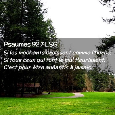 Picture 02 - Psaumes 92:7 LSG - Si les méchants croissent comme l'herbe, Si tous - Bible Verse Picture