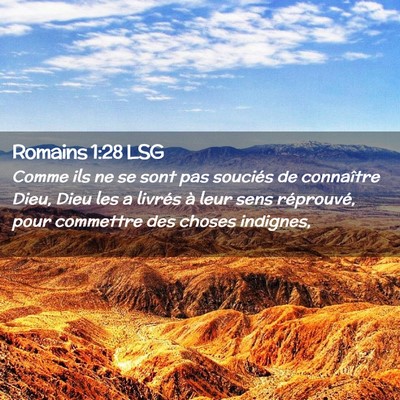 Picture 02 - Romains 1:28 LSG - Comme ils ne se sont pas souciés de connaître - Bible Verse Picture