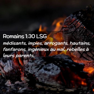 Picture 02 - Romains 1:30 LSG - médisants, impies, arrogants, hautains, - Bible Verse Picture