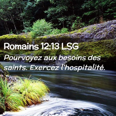 Picture 02 - Romains 12:13 LSG - Pourvoyez aux besoins des saints. Exercez - Bible Verse Picture