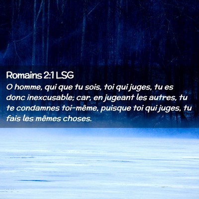 Picture 02 - Romains 2:1 LSG - O homme, qui que tu sois, toi qui juges, tu es - Bible Verse Picture