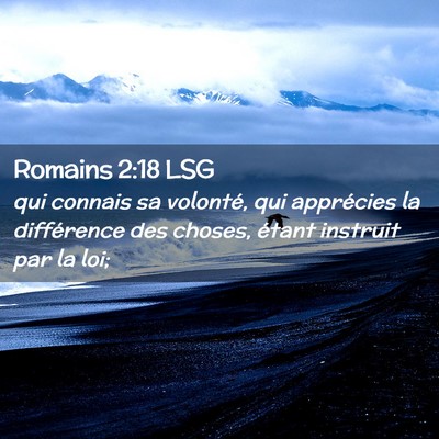 Picture 02 - Romains 2:18 LSG - qui connais sa volonté, qui apprécies la - Bible Verse Picture