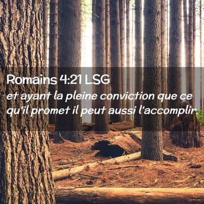 Picture 02 - Romains 4:21 LSG - et ayant la pleine conviction que ce qu'il promet - Bible Verse Picture
