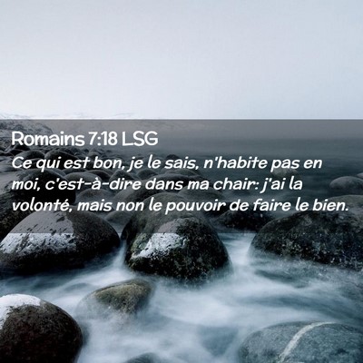 Picture 02 - Romains 7:18 LSG - Ce qui est bon, je le sais, n'habite pas en moi, - Bible Verse Picture