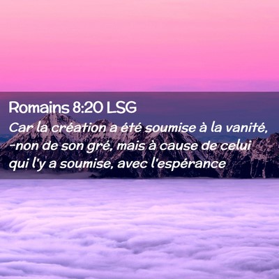 Picture 02 - Romains 8:20 LSG - Car la création a été soumise à la vanité, - Bible Verse Picture