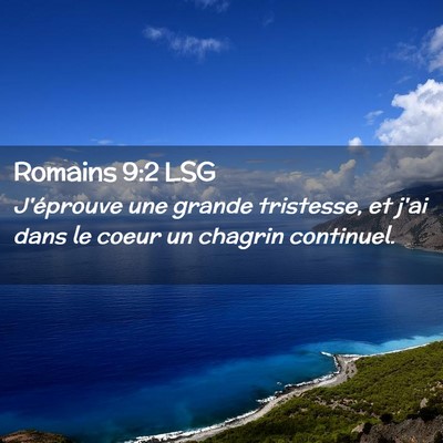 Picture 02 - Romains 9:2 LSG - J'éprouve une grande tristesse, et j'ai dans le - Bible Verse Picture
