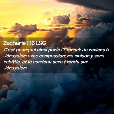 Picture 02 - Zacharie 1:16 LSG - C'est pourquoi ainsi parle l'Eternel: Je reviens - Bible Verse Picture