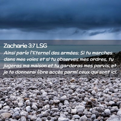Picture 02 - Zacharie 3:7 LSG - Ainsi parle l'Eternel des armées: Si tu marches - Bible Verse Picture