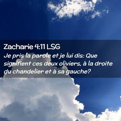 Picture 02 - Zacharie 4:11 LSG - Je pris la parole et je lui dis: Que signifient - Bible Verse Picture