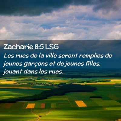Picture 02 - Zacharie 8:5 LSG - Les rues de la ville seront remplies de jeunes - Bible Verse Picture